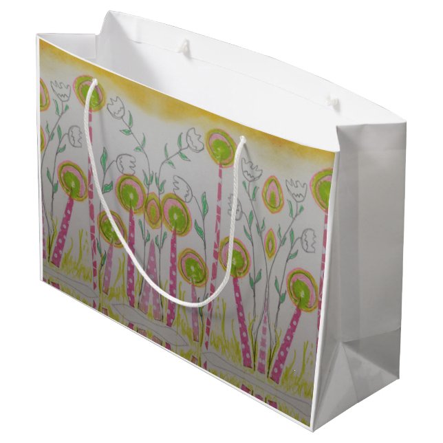 Sacola Para Presentes Grande Flores Whimsical Gift Bag (Verso inclinado)