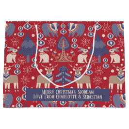 Sacola Para Presentes Grande Floresta Escandinava Personalizada no Natal