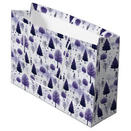 Sacola Para Presentes Grande Floresta Purple Snow Natal