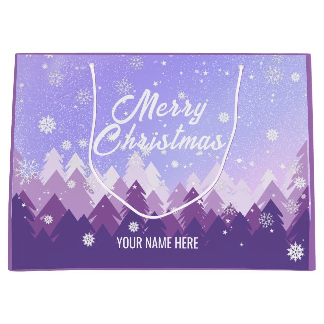 Sacola Para Presentes Grande Floresta Púrpura e Branca - Floresta Pacífica Nata (Frente)