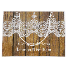 Sacola Para Presentes Grande Floresta Russa Personalizada de Aniversário, Lace