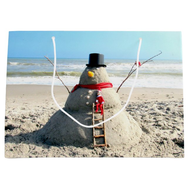 Sacola Para Presentes Grande Flórida Snowman com Elf Gift Bag - Grande (Frente)