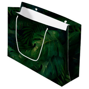 Sacola Para Presentes Grande Folhagem Verde da Floresta Tropical