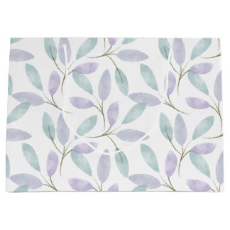 Sacola Para Presentes Grande Folhas de Aquarela da Coleção Jennifer