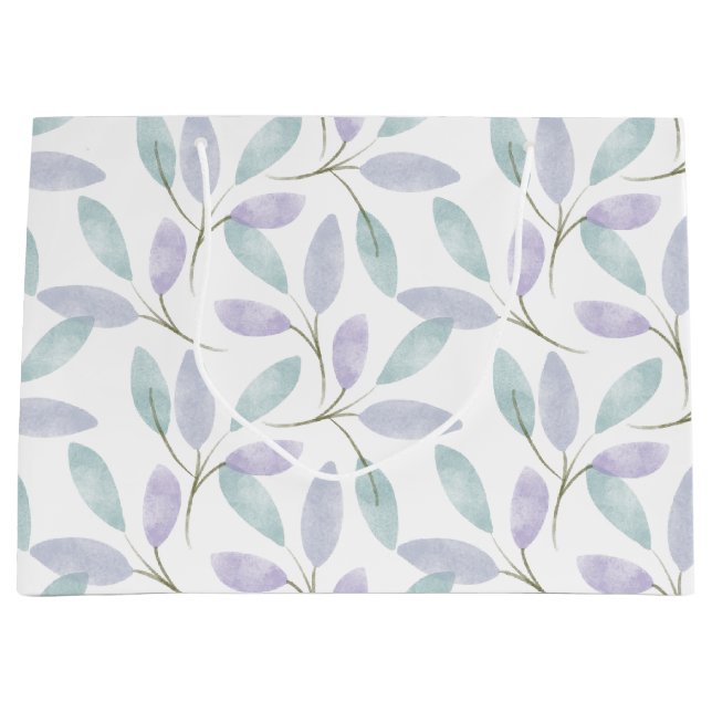 Sacola Para Presentes Grande Folhas de Aquarela da Coleção Jennifer (Frente)