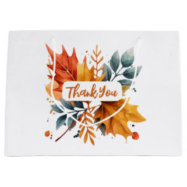 Sacola Para Presentes Grande Folhas de Cores de outono de Watercolor