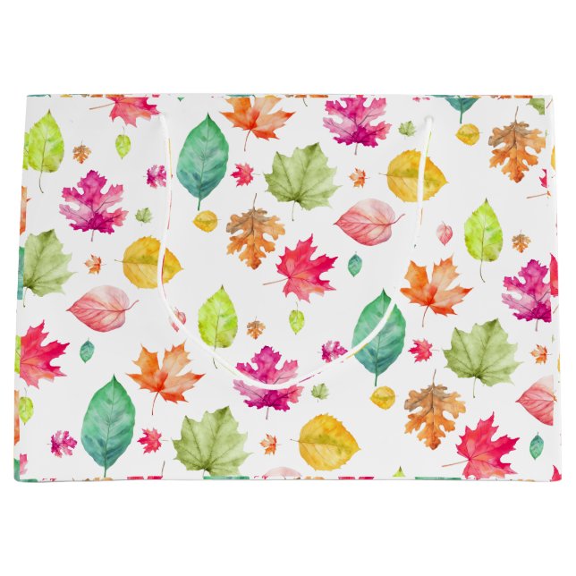 Sacola Para Presentes Grande Folhas de outono (Frente)