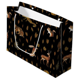 Sacola Para Presentes Grande Folhas de outono de Animais Florestais