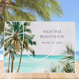 Sacola Para Presentes Grande Folhas de Palmeira Tropical Personalizadas Praia A