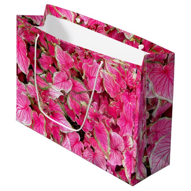 Sacola Para Presentes Grande Folhas Rosa De Presente Lg (Frente inclinada)