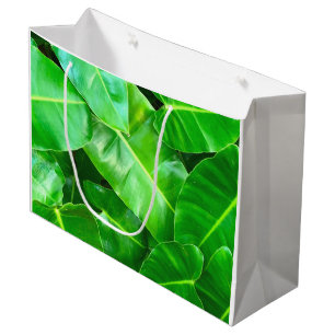 Sacola Para Presentes Grande Folhas verdes Palm Folha Floresta tropical