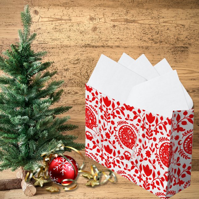 Sacola Para Presentes Grande Folk Art Sleeping Fox (Criador carregado)