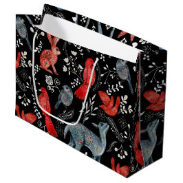 Sacola Para Presentes Grande Folk-art style floral  pattern designs