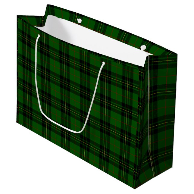 Sacola Para Presentes Grande Forbes tartan green xadrez preta (Frente inclinada)