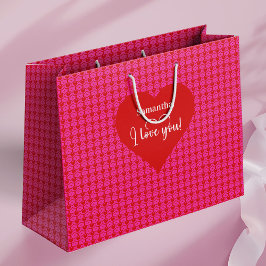 Sacola Para Presentes Grande Forever Love I Love You Text Valentine Gift Bag