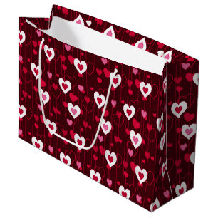 Sacola Para Presentes Grande Forever Love Red Hearts