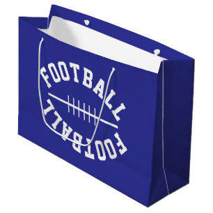 Sacola Para Presentes Grande Forma de Futebol Divertida Texto Branco no Azul Es