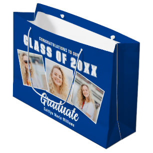 Sacola Para Presentes Grande Formando Blue Graduation Photo Collage 2025
