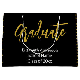 Sacola Para Presentes Grande Formando Preto Branco Dourado Nome Classe de Nome 