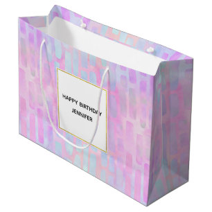Sacola Para Presentes Grande Formas de Retângulo Azul no Plano de Fundo Rosa, A
