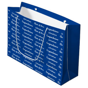 Sacola Para Presentes Grande Formatura Azul e Branco Parabéns Graduado