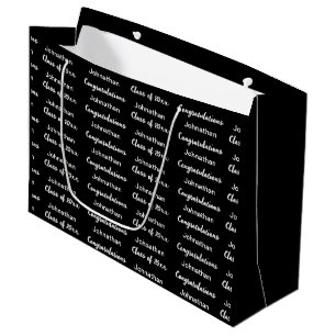 Sacola Para Presentes Grande Formatura Preto Branco Parabéns Nome do Graduado