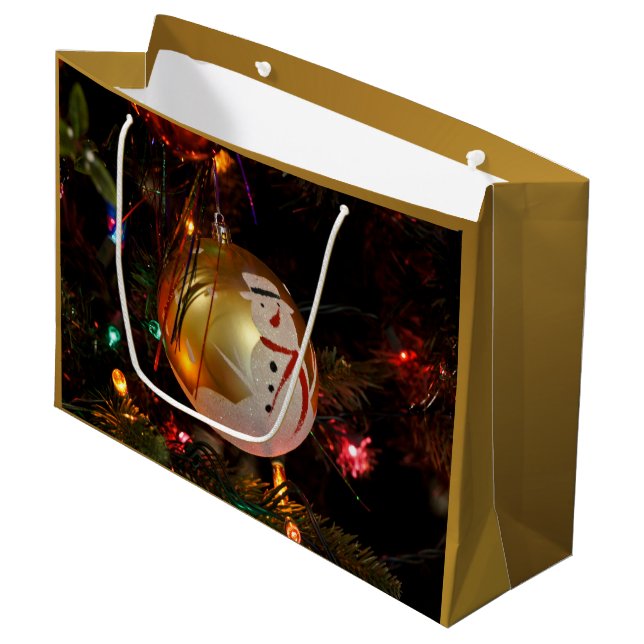 Sacola Para Presentes Grande Fosco Snowman Enfeites de natal Gift Bag (Frente inclinada)