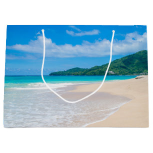 Sacola Para Presentes Grande Foto Cênnica de Destino Tropical de Praia