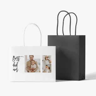 Sacola Para Presentes Grande Foto de Colagem de Beleza Melhor Pai Alguma Vez Of