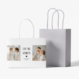 Sacola Para Presentes Grande Foto de Colagem Moderna Ama Seu Avô Melhor Present