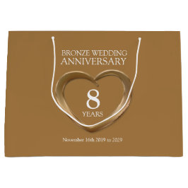 Sacola Para Presentes Grande Foto do aniversário do casamento em bronze, grande