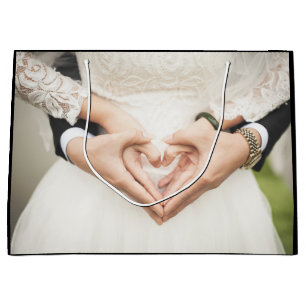 Sacola Para Presentes Grande Foto do Noivado Bridal Personalizado