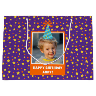 Sacola Para Presentes Grande Foto para crianças personalizadas Parabéns com cha