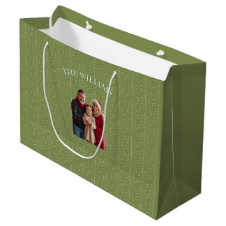 Sacola Para Presentes Grande Foto Personalizada de Uma Grande Família em Tons P