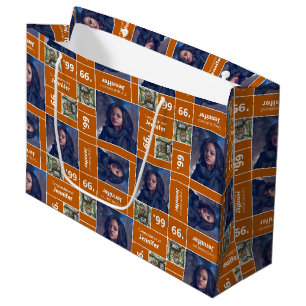 Sacola Para Presentes Grande Foto Quadrada Ano de Formatura Laranja Queimado