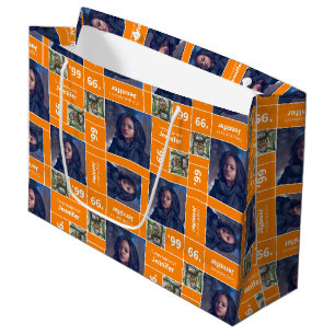 Sacola Para Presentes Grande Foto Quadrada Ano de Formatura Orange