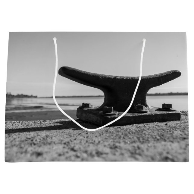 Sacola Para Presentes Grande foto tema marinho, preto e branco (Frente)