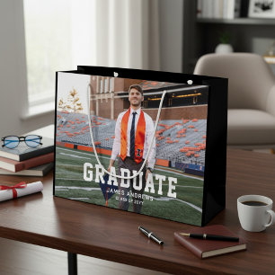 Sacola Para Presentes Grande Fotos Personalizadas de Graduação Moderna