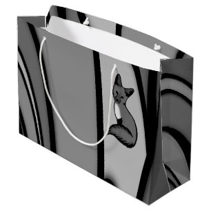 Sacola Para Presentes Grande Fox Modern Art Design em Prata