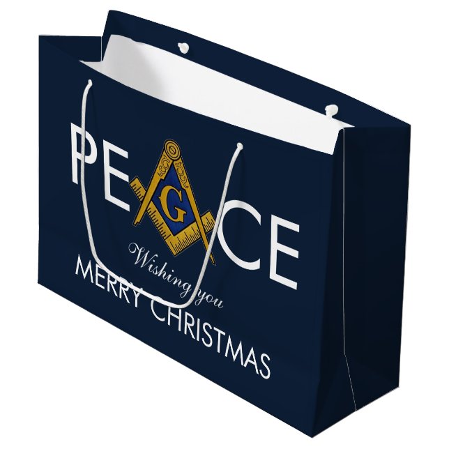 Sacola Para Presentes Grande Freemason Masonic Mason Freemason Christmas (Frente inclinada)