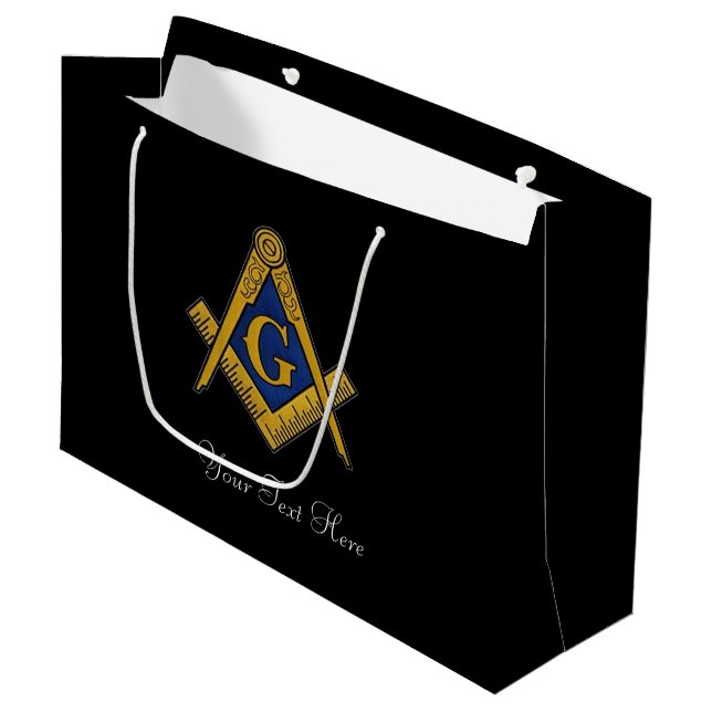 Sacola Para Presentes Grande Freemason Masonic Square e Compass Freemasonry (Frente inclinada)