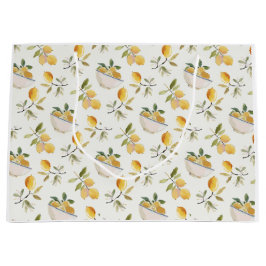 Sacola Para Presentes Grande French Country Lemon Pattern Gift Bag