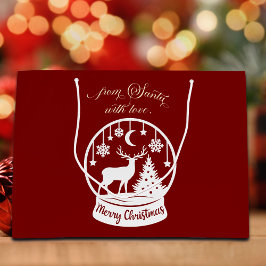 Sacola Para Presentes Grande From Santa With Love Snow Globe Deer