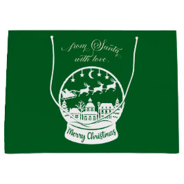 Sacola Para Presentes Grande From Santa With Love Snow Globe Santa
