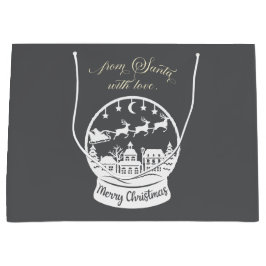 Sacola Para Presentes Grande From Santa With Love Snow Globe Santa