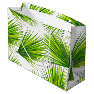 Sacola Para Presentes Grande Frondas havaianas exóticas tropicais da palma