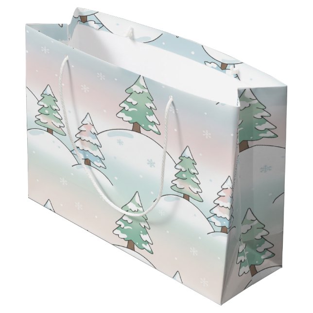 Sacola Para Presentes Grande Frozen Forest Elegance Winter Tree Designs (Verso inclinado)