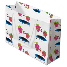 Sacola Para Presentes Grande Fruta Pulando Em Trampoline
