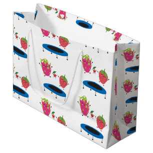 Sacola Para Presentes Grande Fruta Pulando Em Trampoline