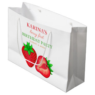 Sacola Para Presentes Grande Fruta Strawberry primeiro aniversario Summer